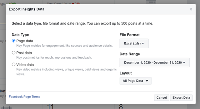 facebook insights export facebook insights export