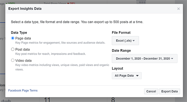 facebook insights export